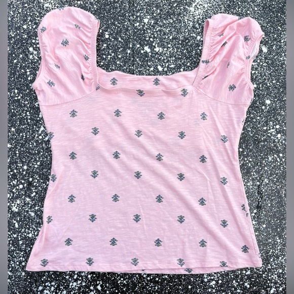 Vintage by Torrid Super Soft Slub Scoop Neck Bust Fitted Top Floral Pink Size 1 - Picture 2 of 3